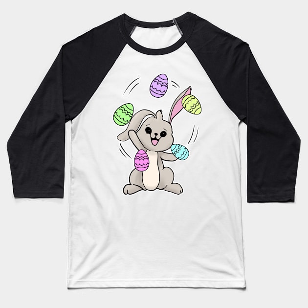 Rabbit juggling eggs happy easter 2021 egg hunt Baseball T-Shirt by Mesyo